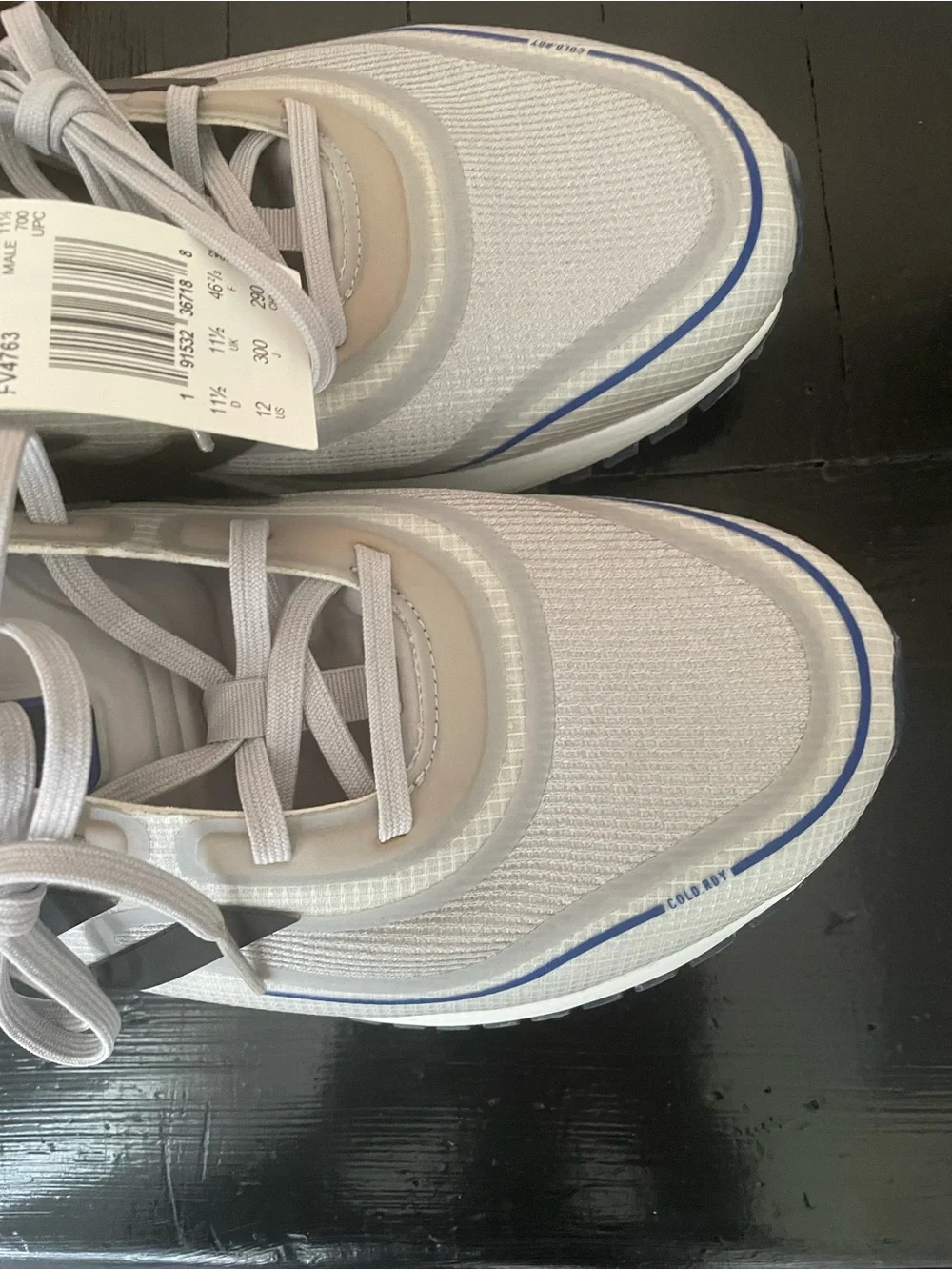 adidas Men’s Light Gray and Black Cold RDY Sneakers with Orange Pull Tabs
